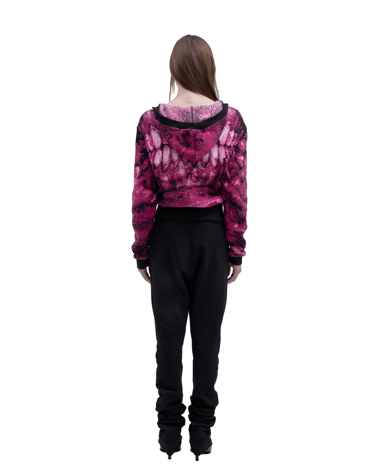 DENTES heavy knit hoodie PINK