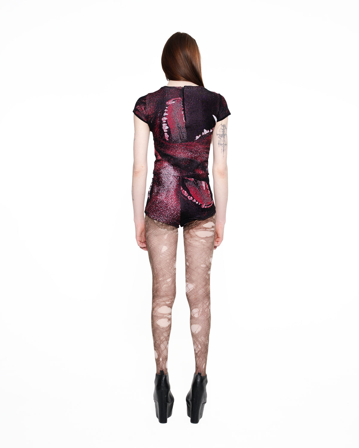 CANINE fine knit playsuit RED