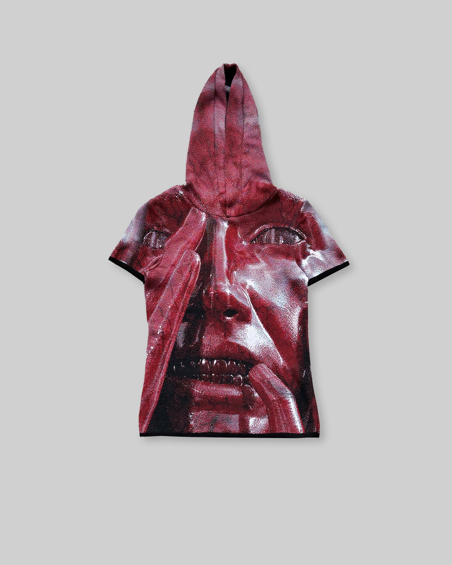BLOOD OATH hooded fine knit top