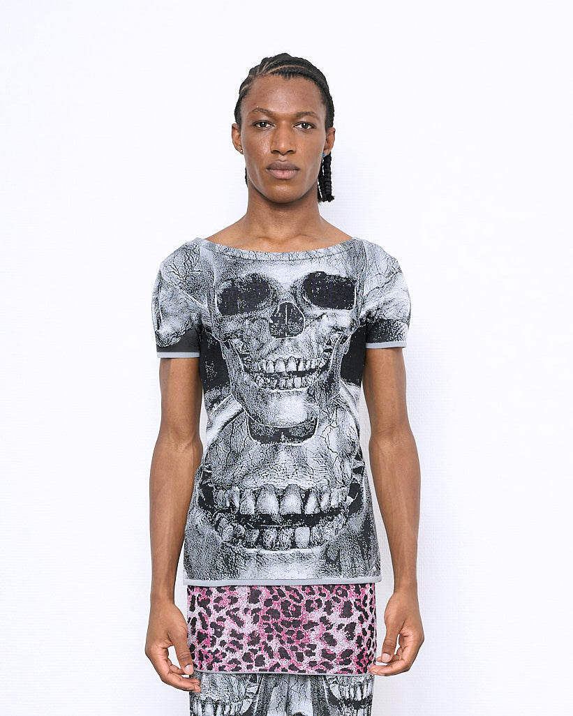 SKULL fine knit t-shirt