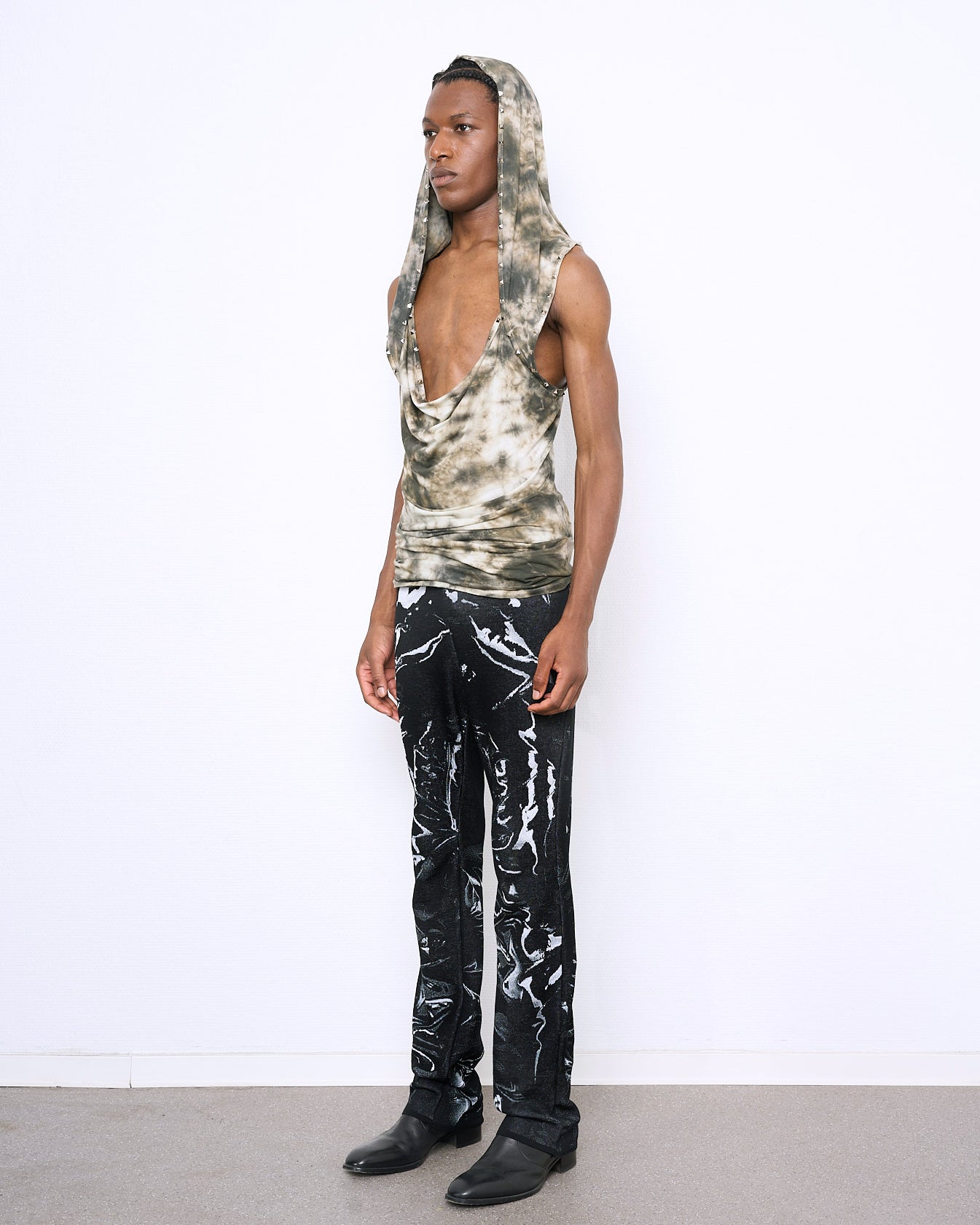 LATEX fine knit trousers