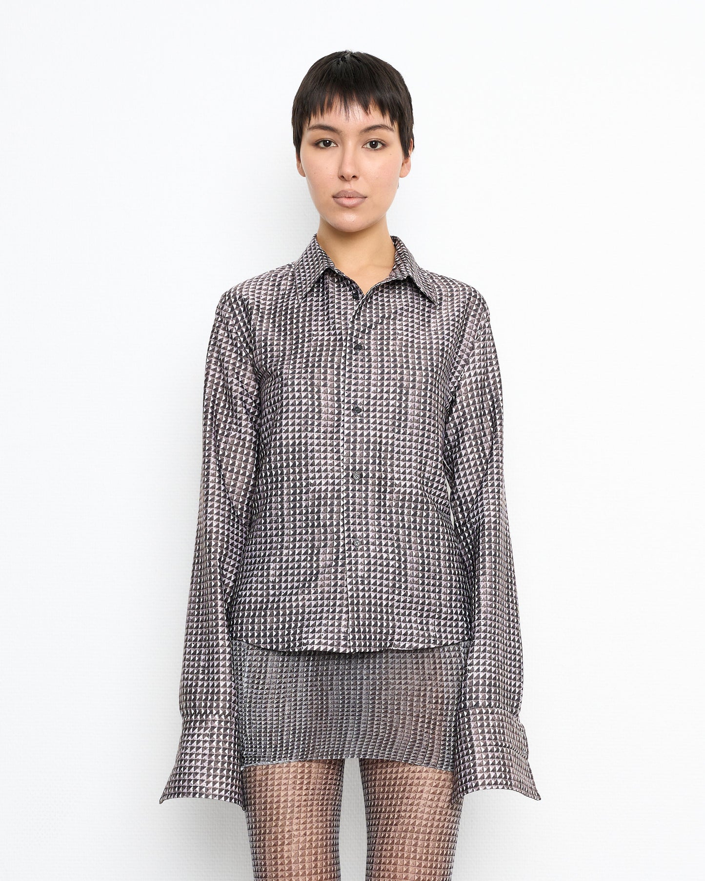 STUD printed button down shirt