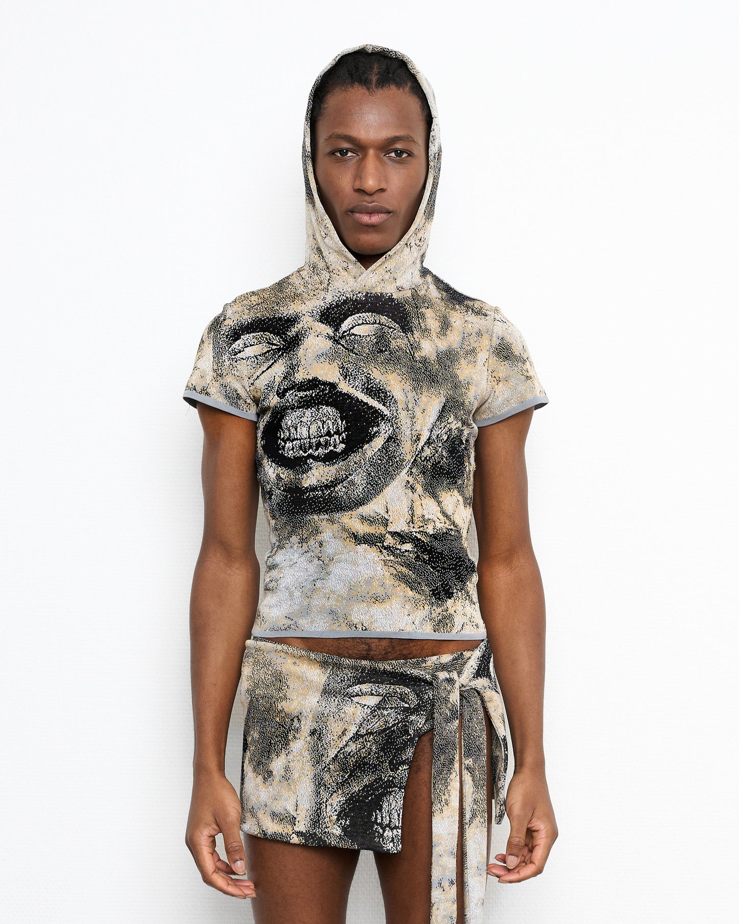 DIRT hooded fine knit top