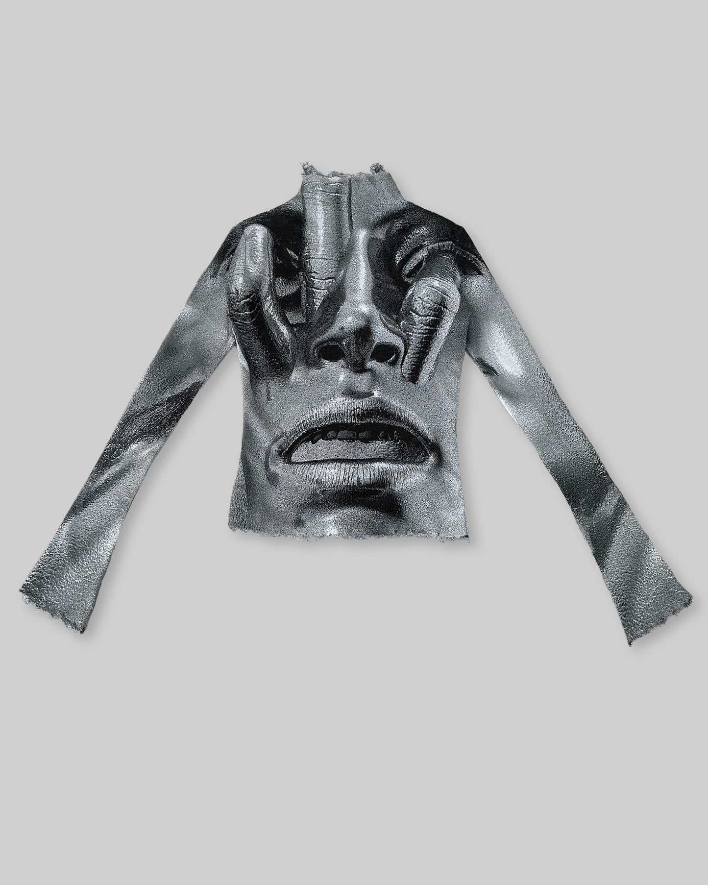 digital lobotomy distressed fine knit turtleneck