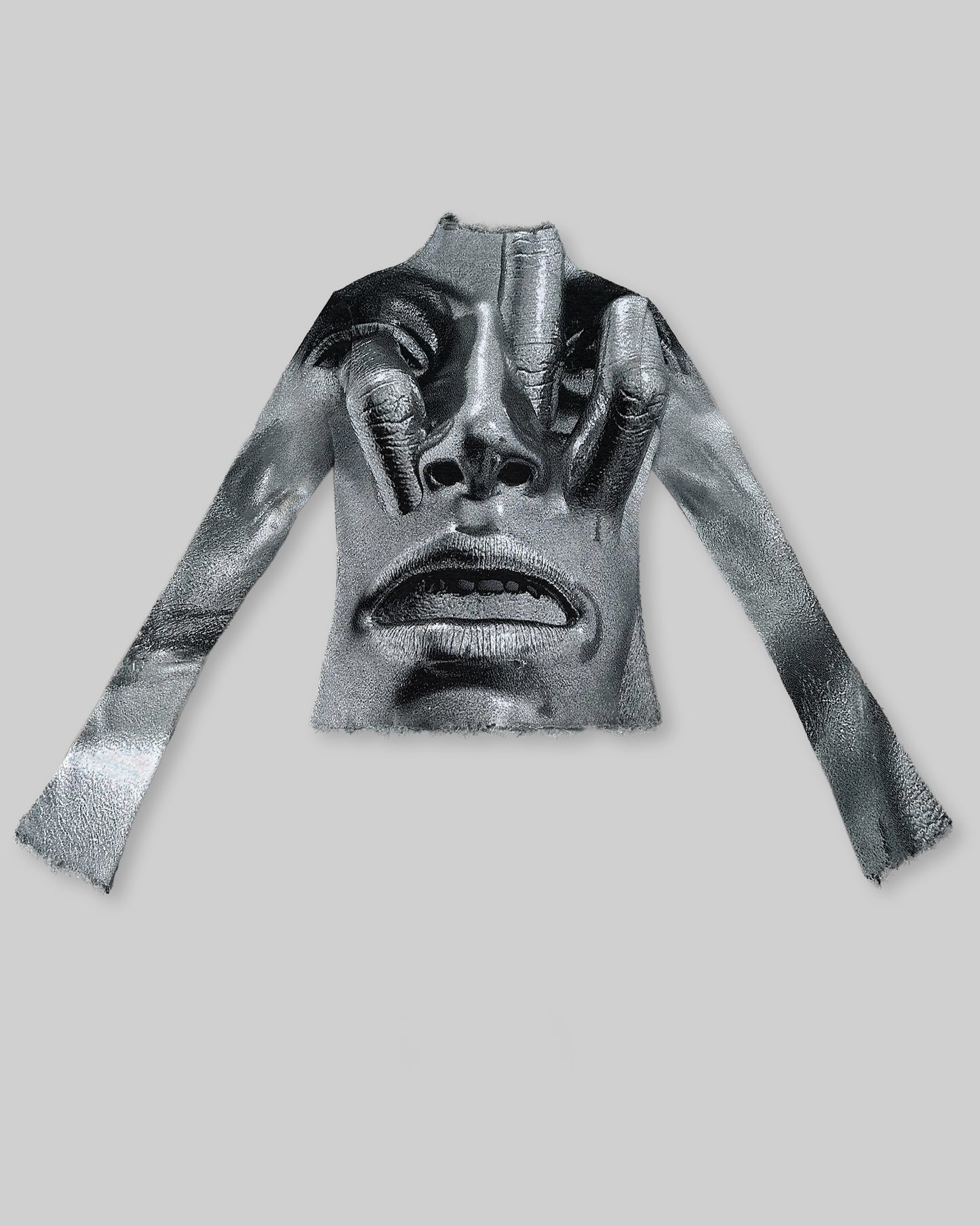 digital lobotomy distressed fine knit turtleneck