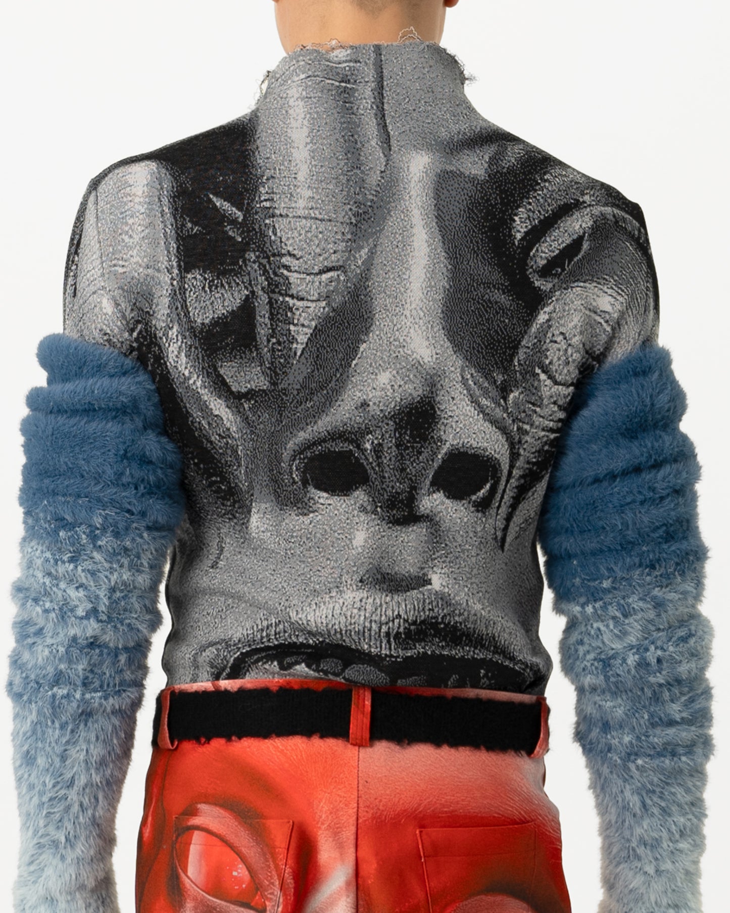 digital lobotomy distressed fine knit turtleneck