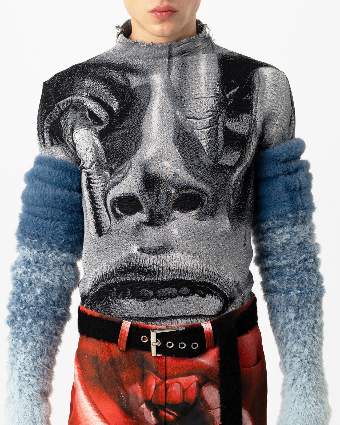 digital lobotomy distressed fine knit turtleneck
