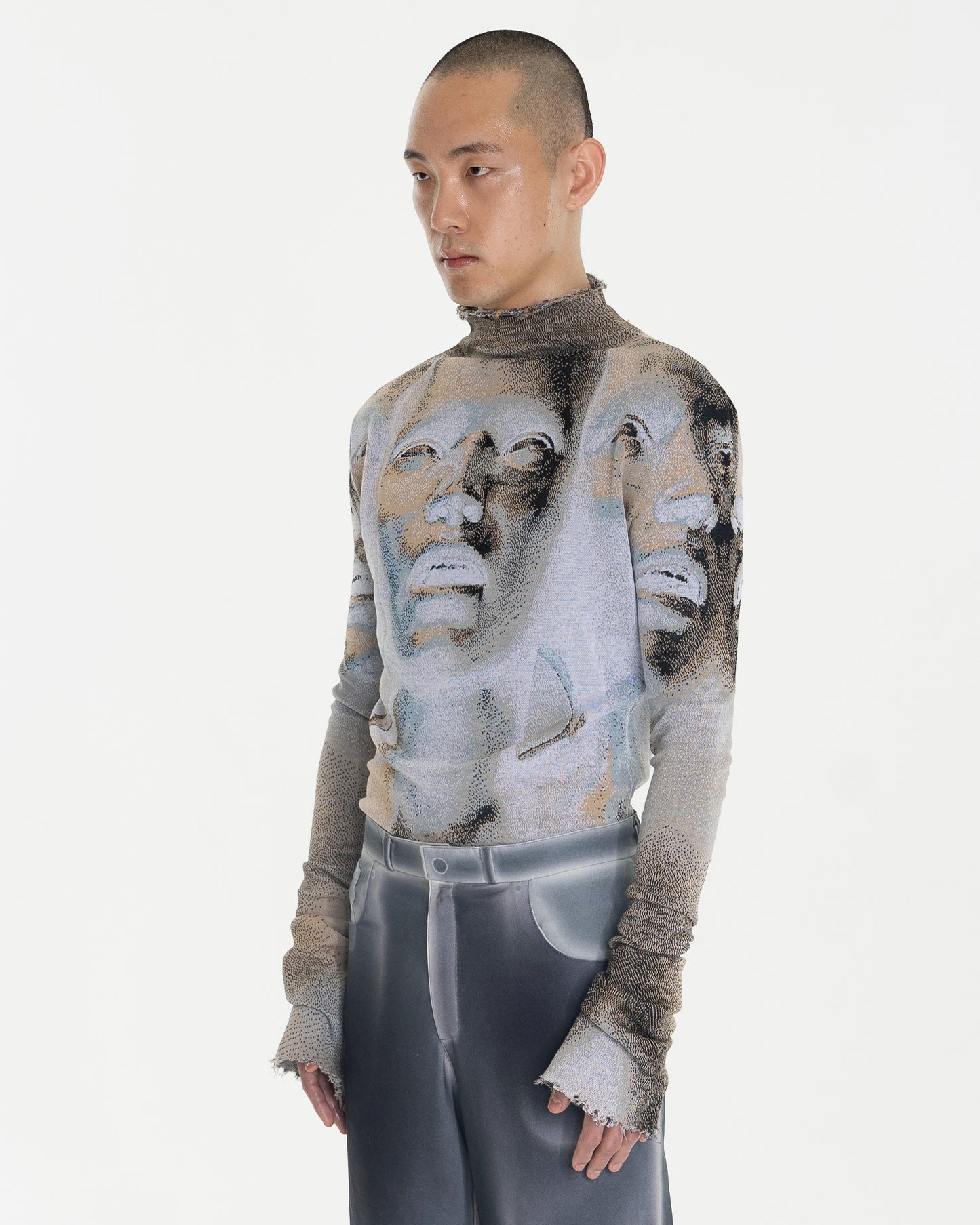 INVERT trinity distressed fine knit turtleneck