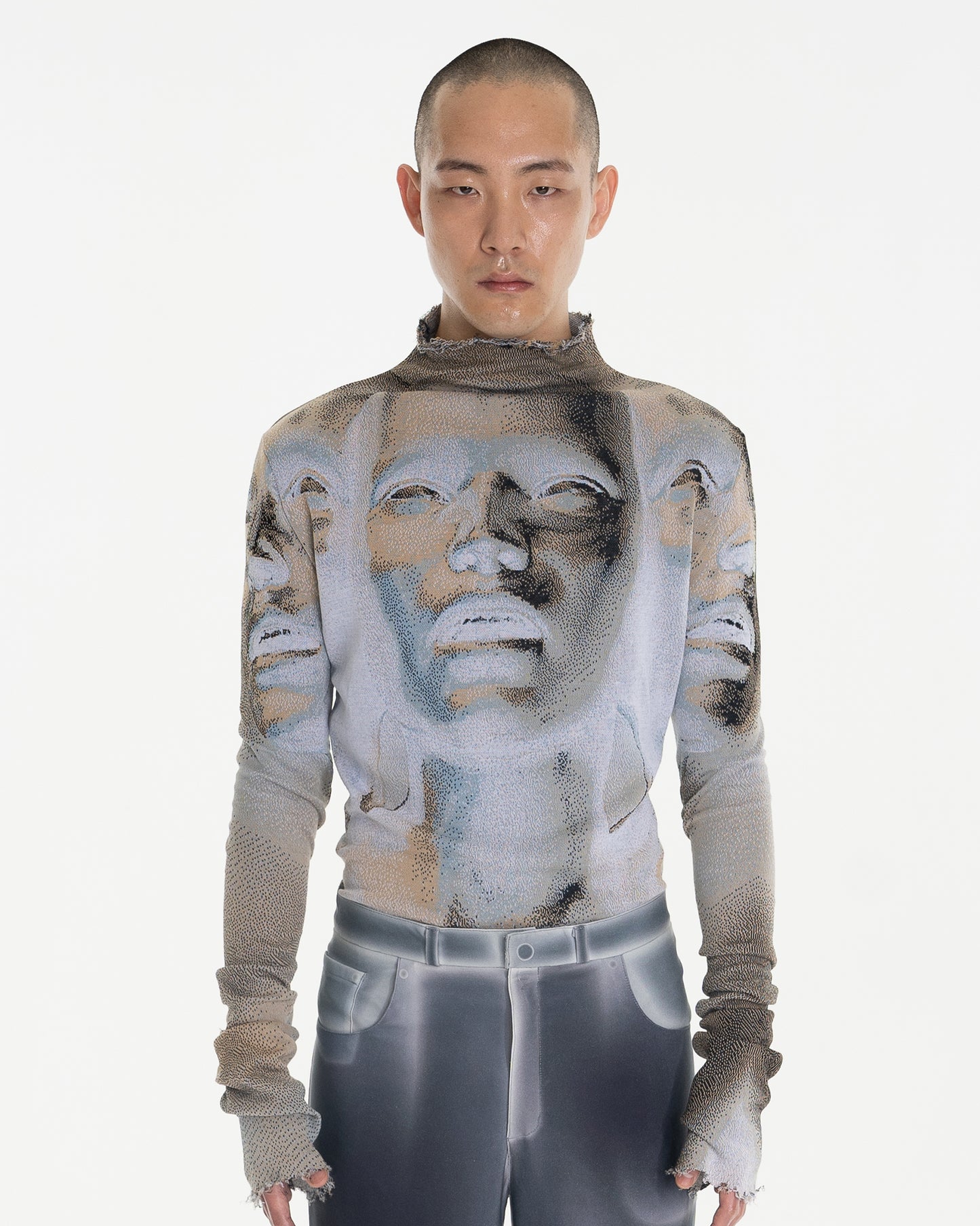 INVERT trinity distressed fine knit turtleneck
