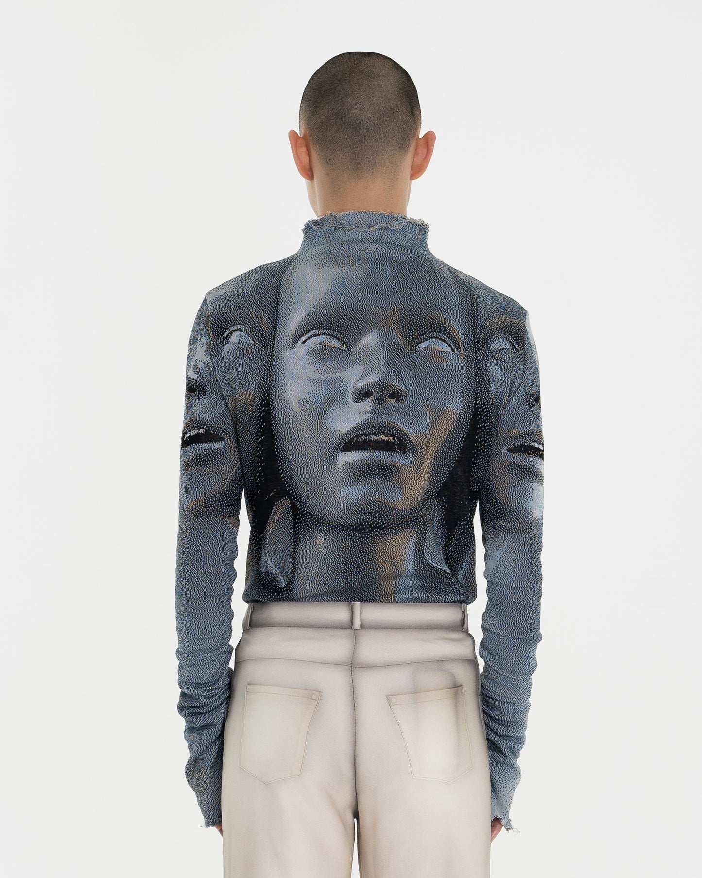 CHROME trinity distressed fine knit turtleneck