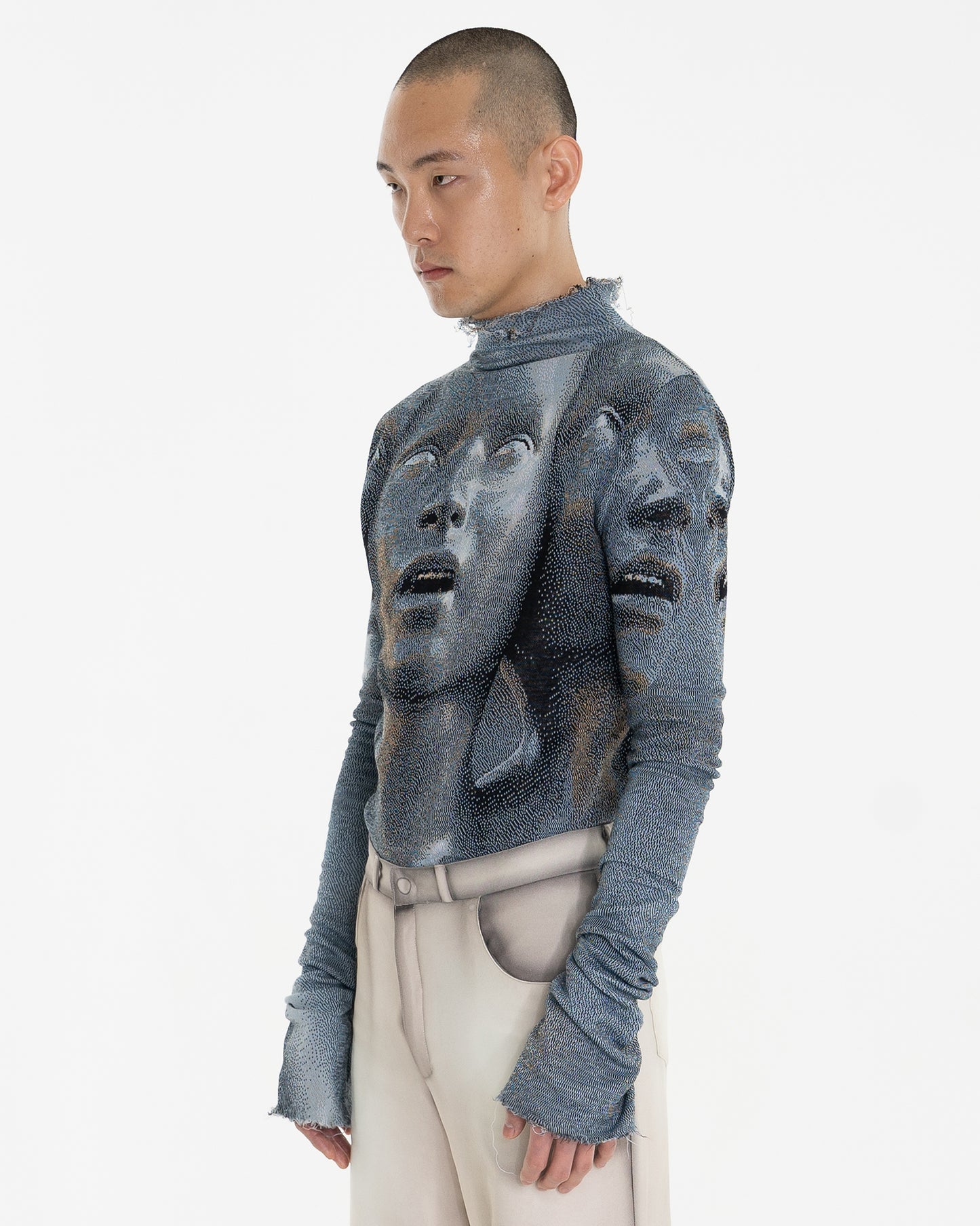 CHROME trinity distressed fine knit turtleneck