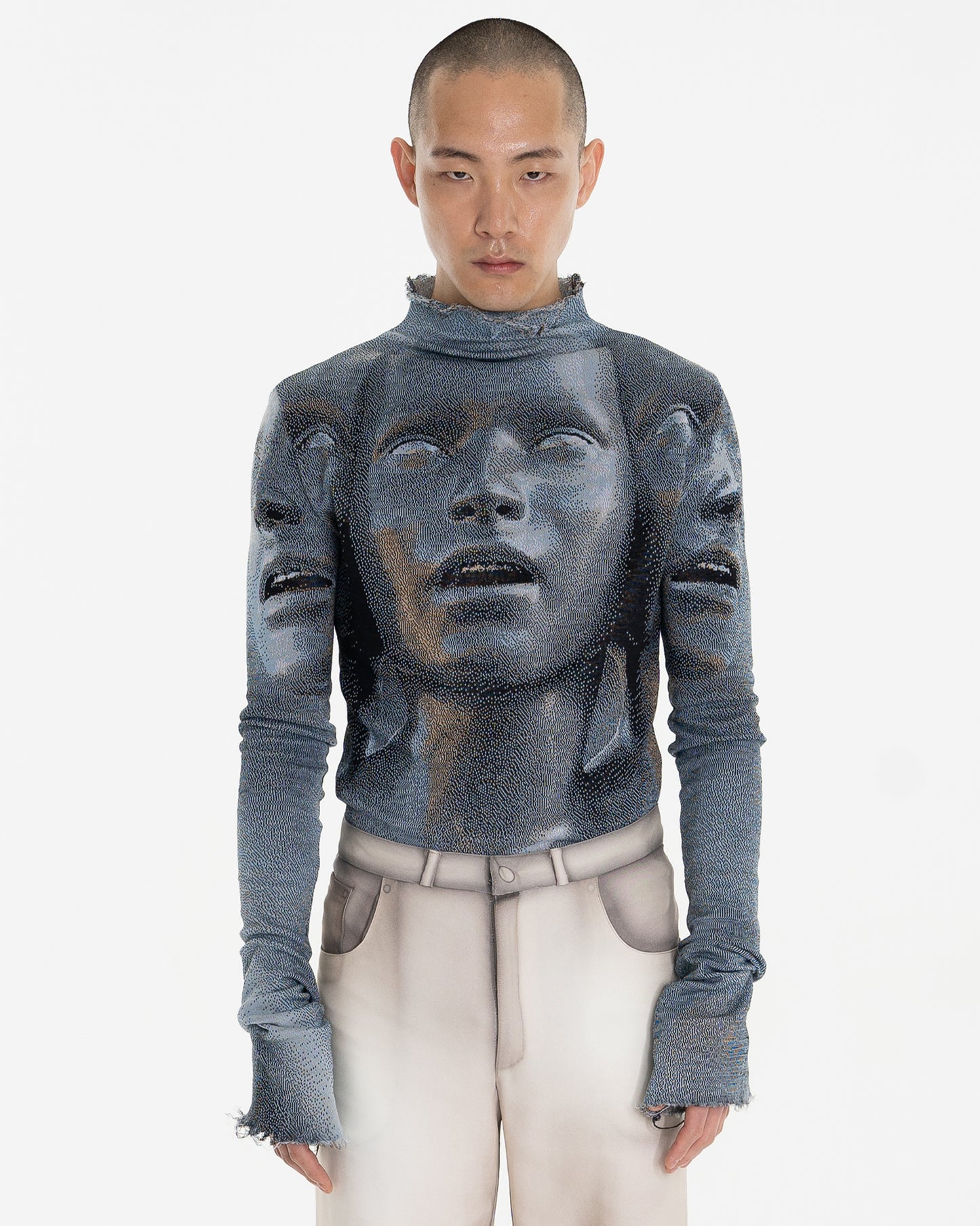 CHROME trinity distressed fine knit turtleneck
