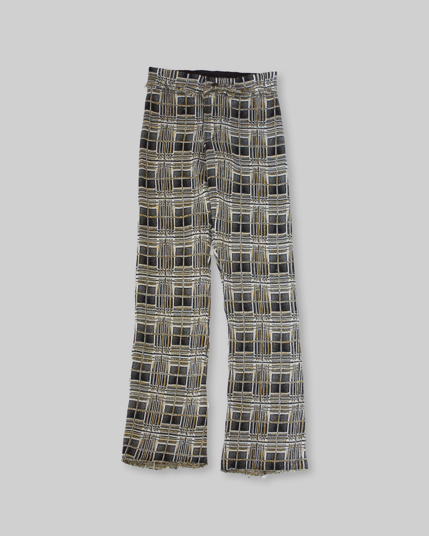 3d plaid distressed knit trousers