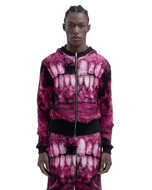 DENTES heavy knit hoodie PINK