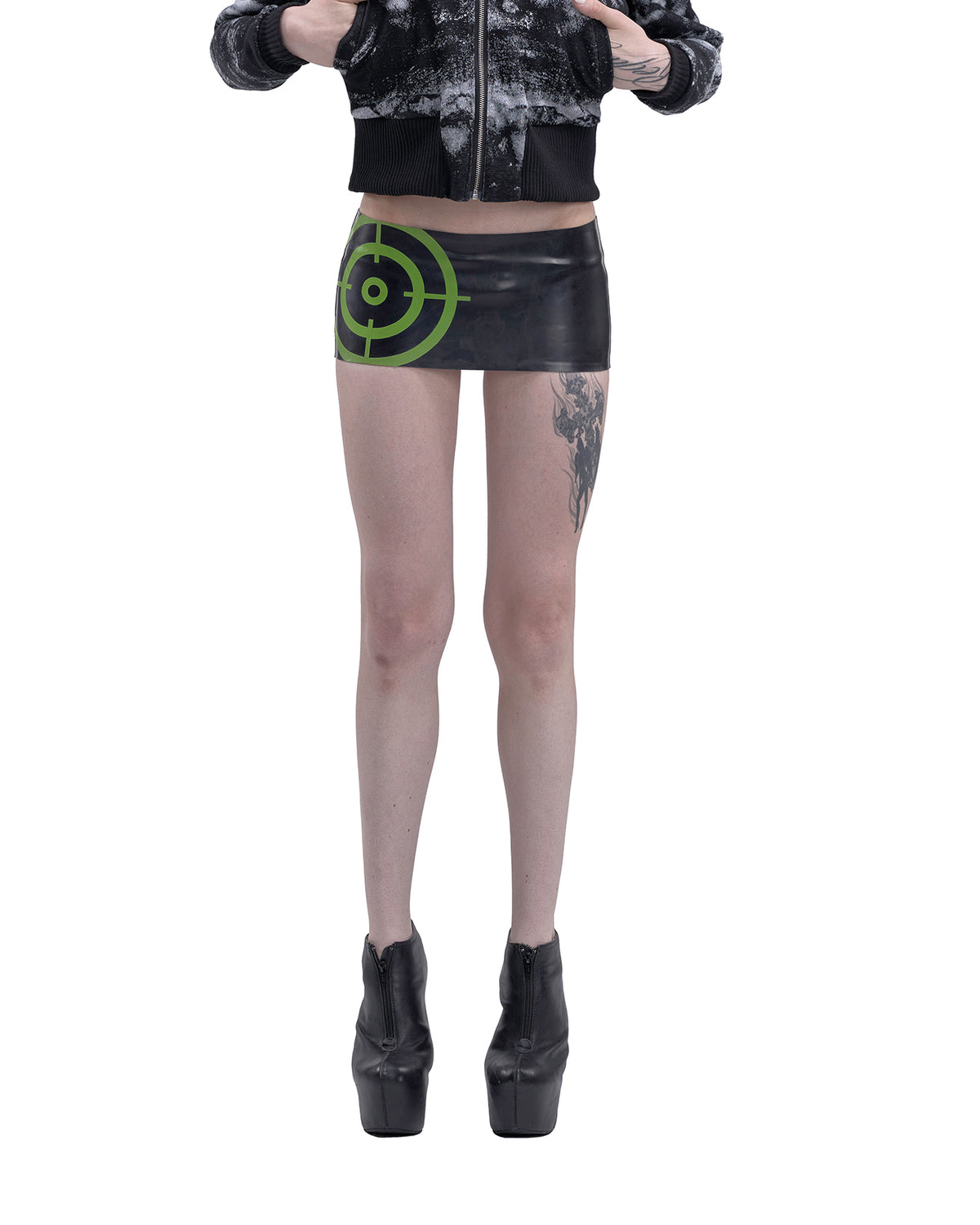 CROSSHAIR latex mini skirt