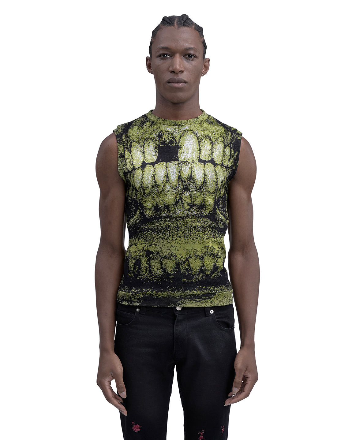 DENTES fine knit vest GREEN