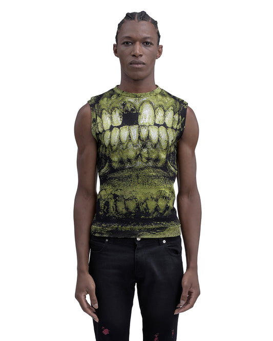 DENTES fine knit vest GREEN