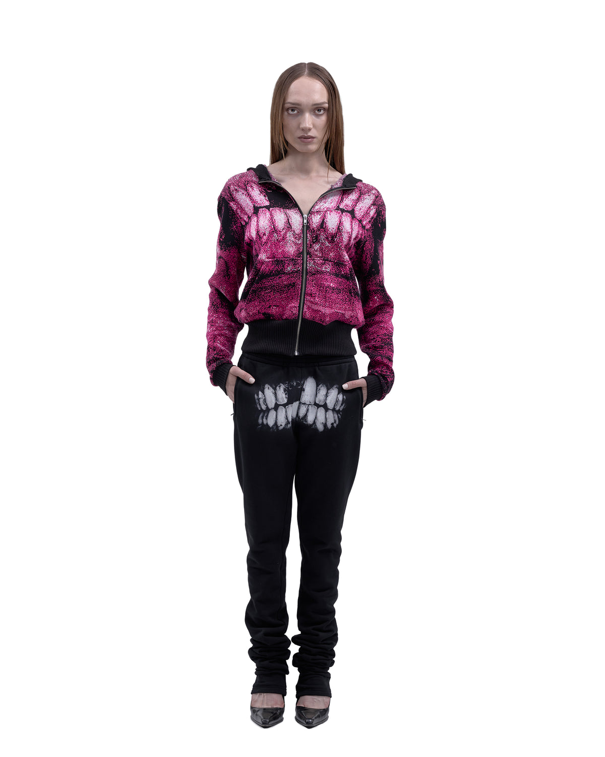 DENTES heavy knit hoodie PINK
