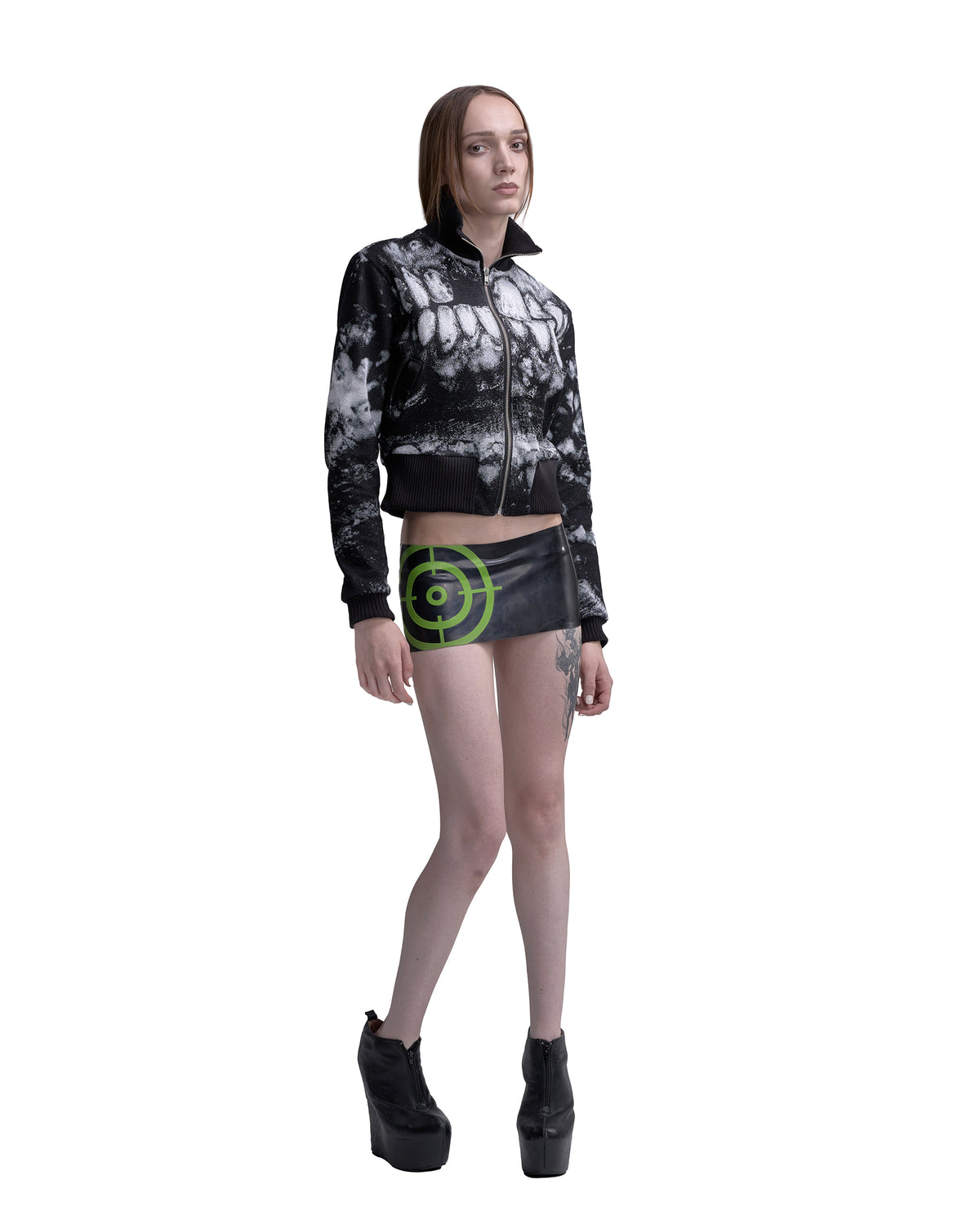 CROSSHAIR latex mini skirt
