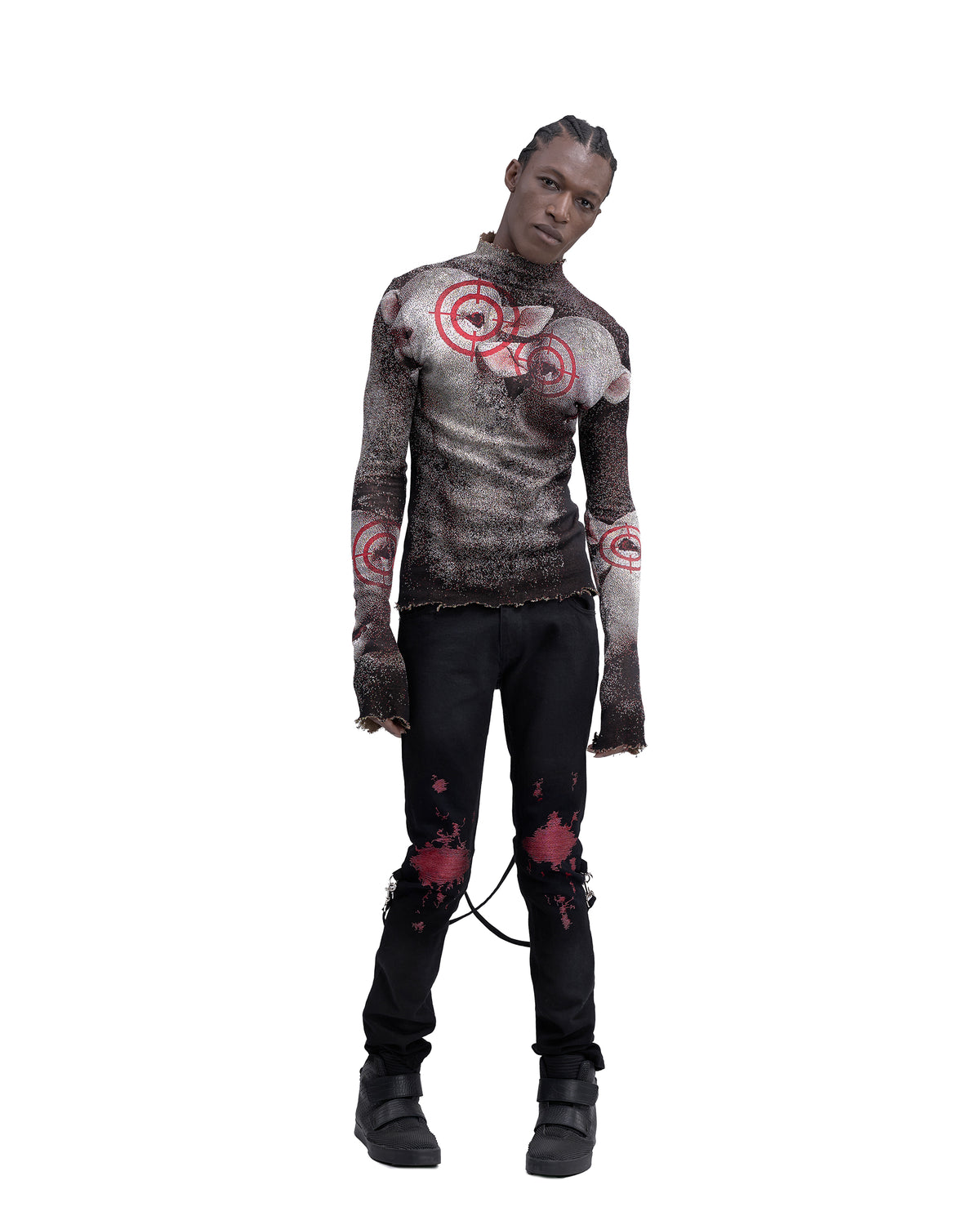 CROSSHAIR fine knit distressed turtleneck