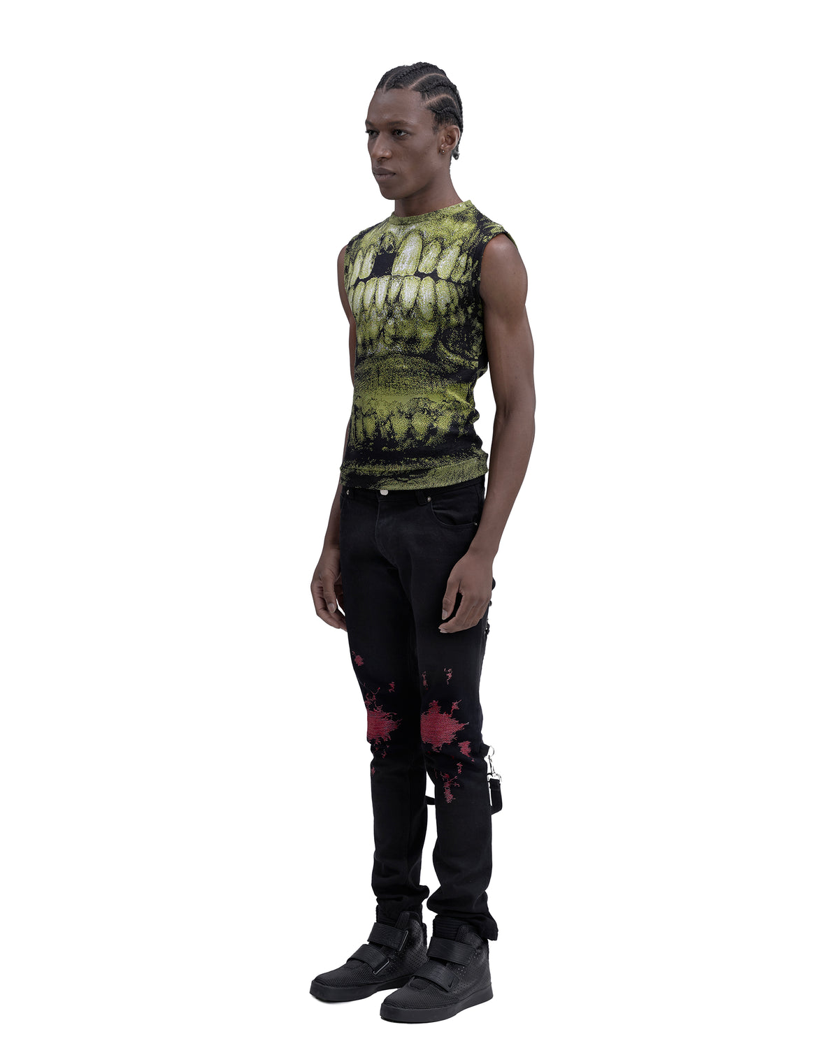DENTES fine knit vest GREEN