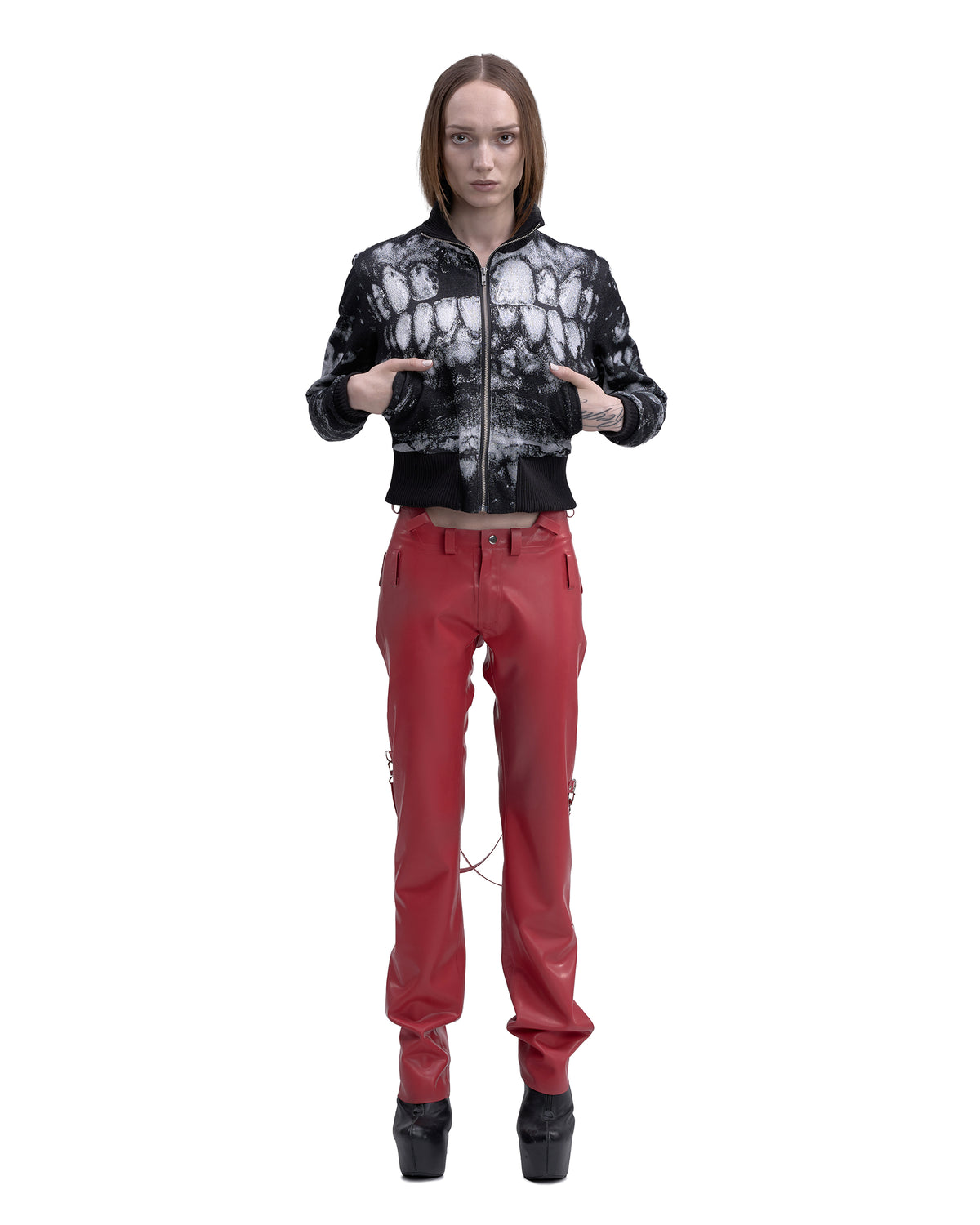 CYBORG latex bondage pants RED