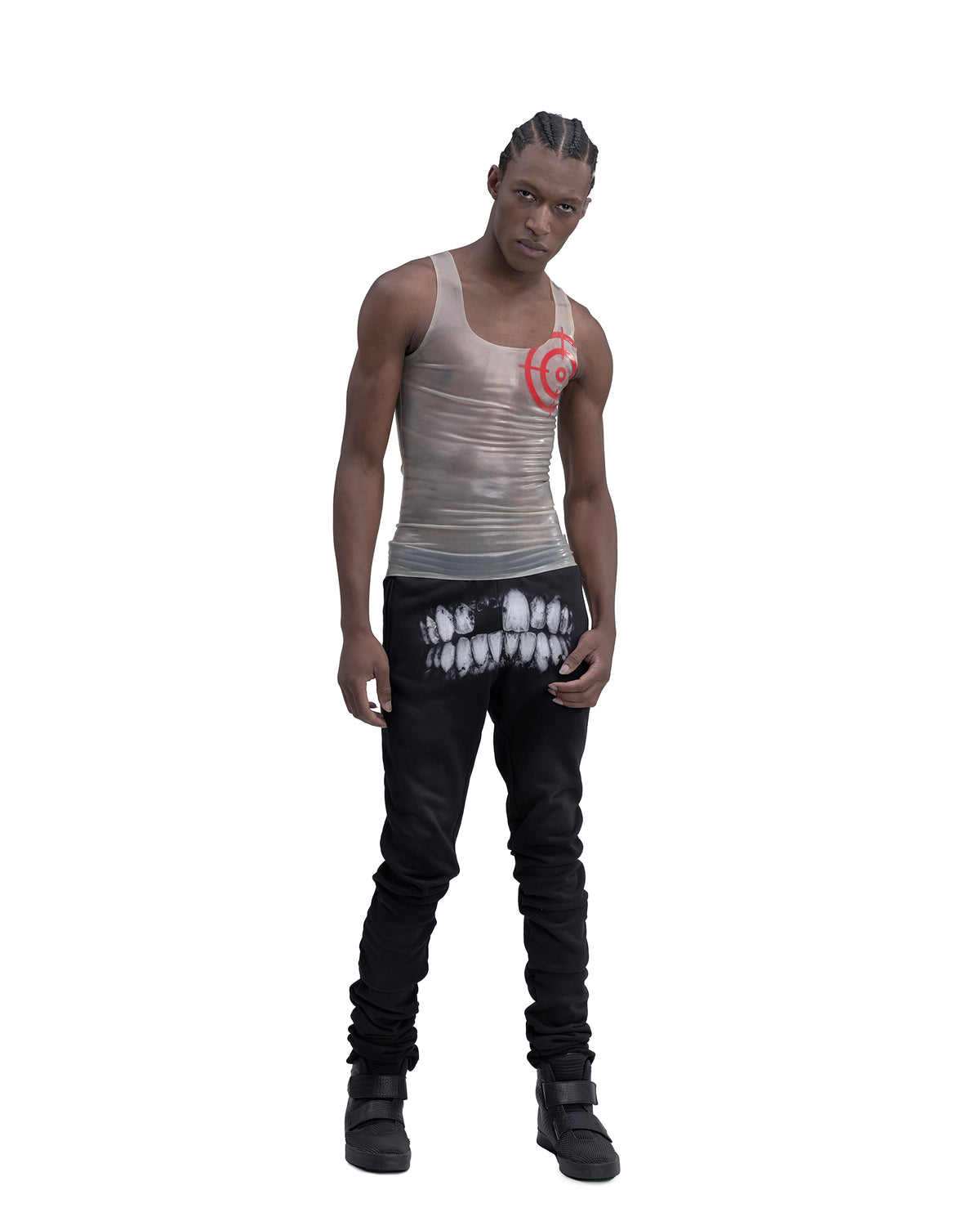 CROSSHAIR latex transparent tank top