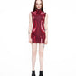 LATEX fine knit mini dress RED