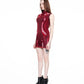 LATEX fine knit mini dress RED