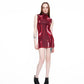 LATEX fine knit mini dress RED