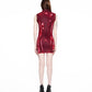 LATEX fine knit mini dress RED