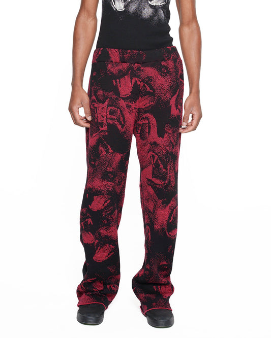 CANINE heavy knit joggers RED