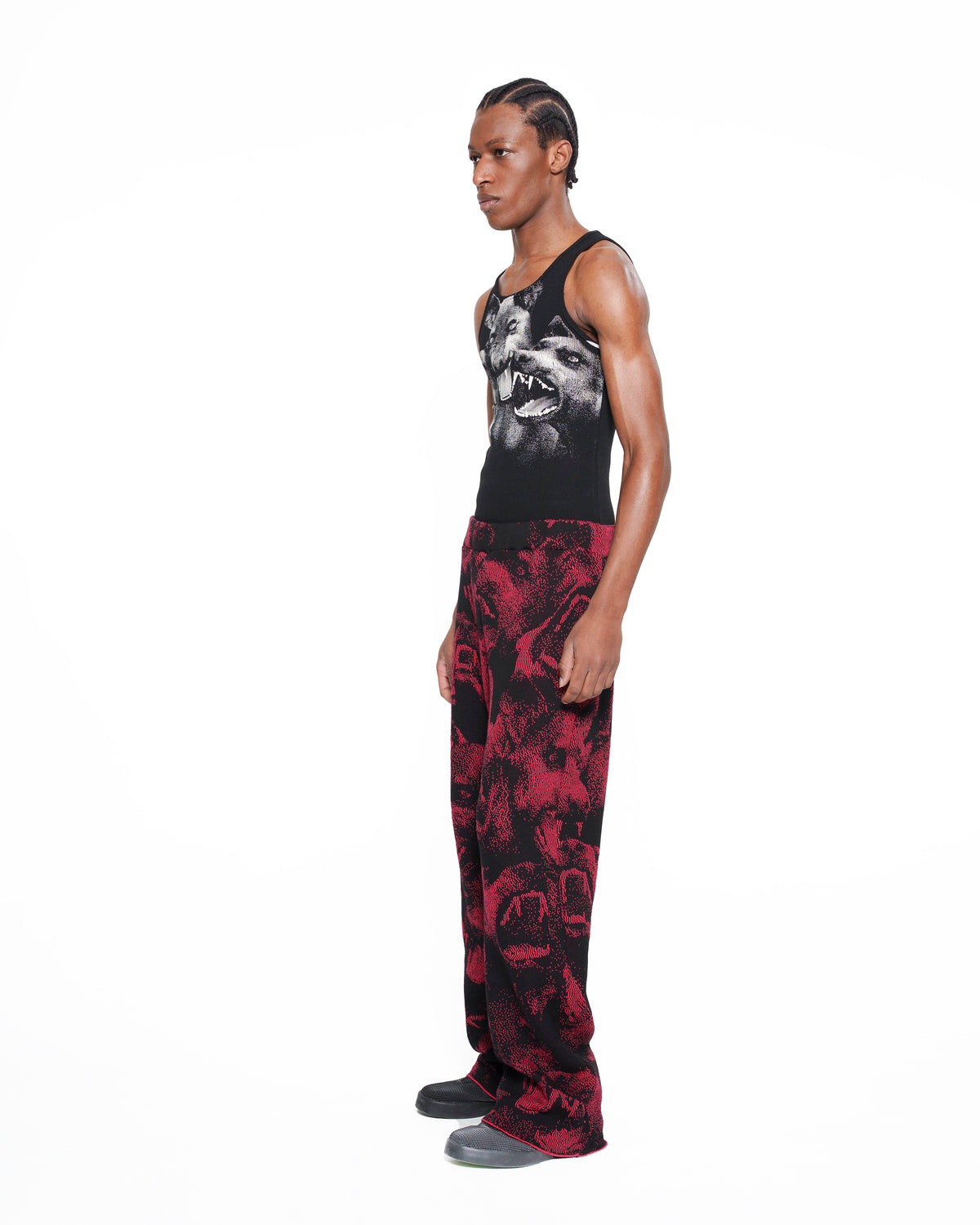CANINE heavy knit joggers RED