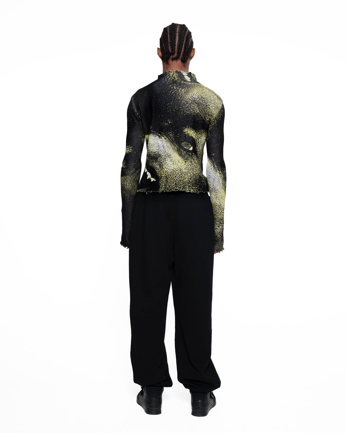 CANINE fine knit distressed turtleneck GREEN