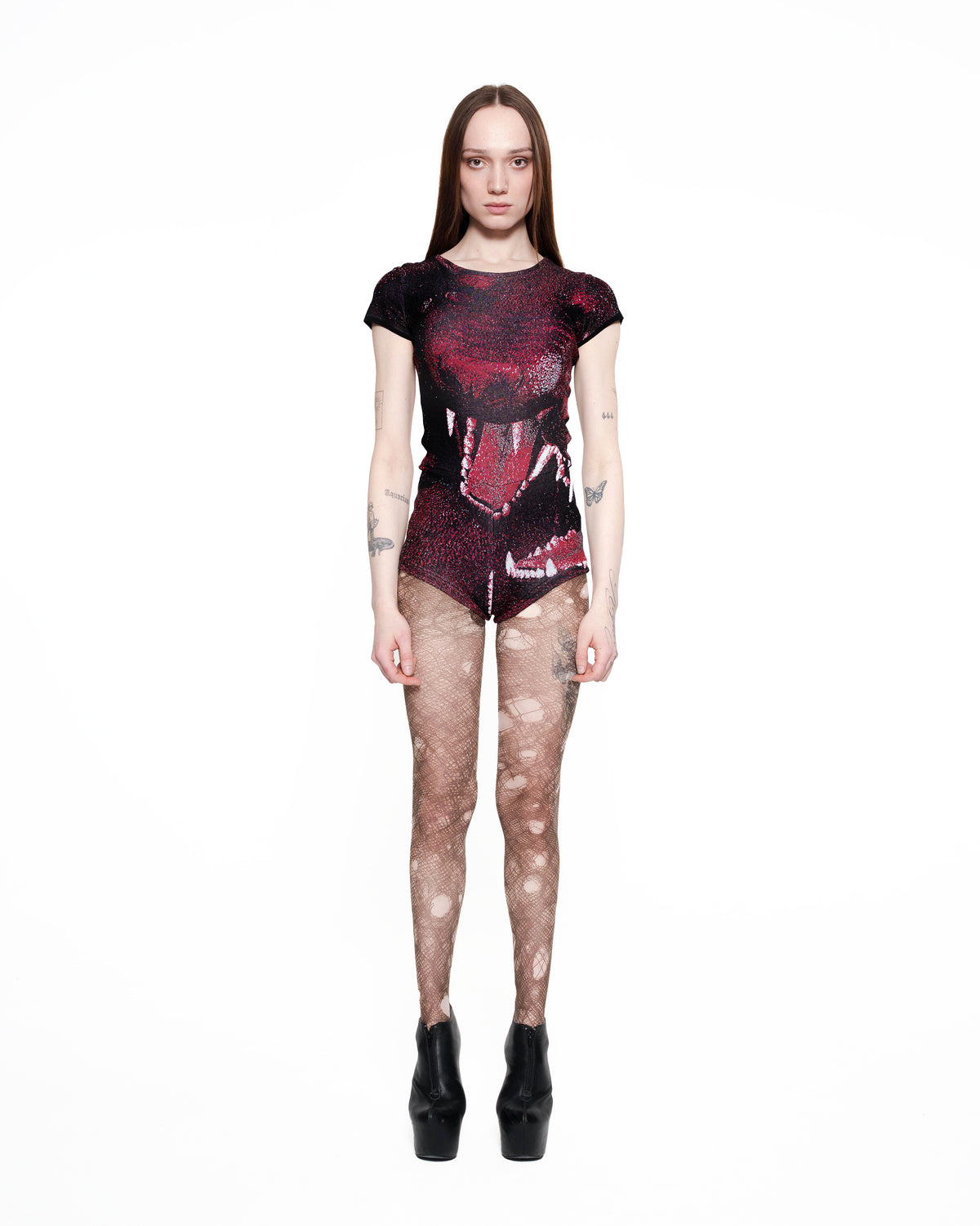 CANINE fine knit playsuit RED