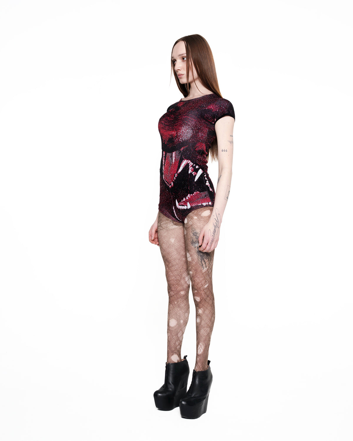 CANINE fine knit playsuit RED