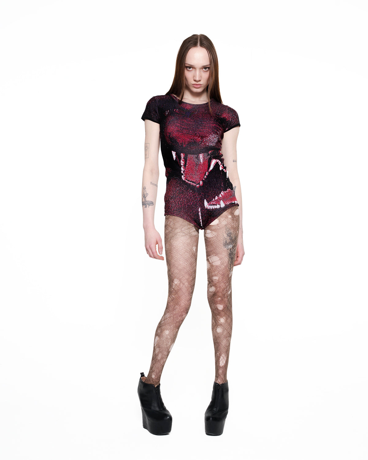 CANINE fine knit playsuit RED