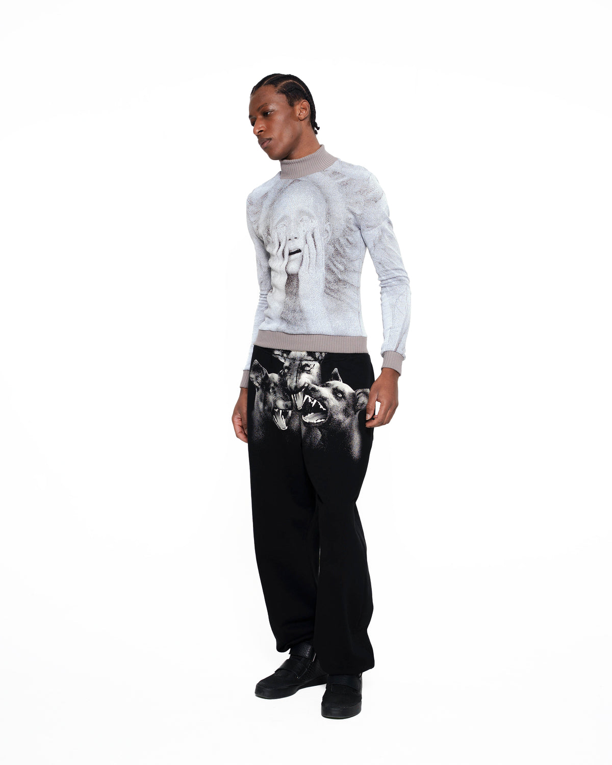 COVET fine knit turtleneck STONE