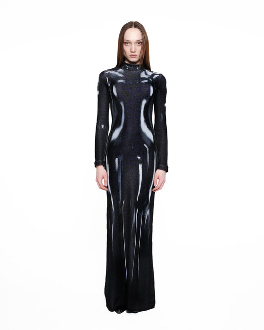 LATEX fine knit gown