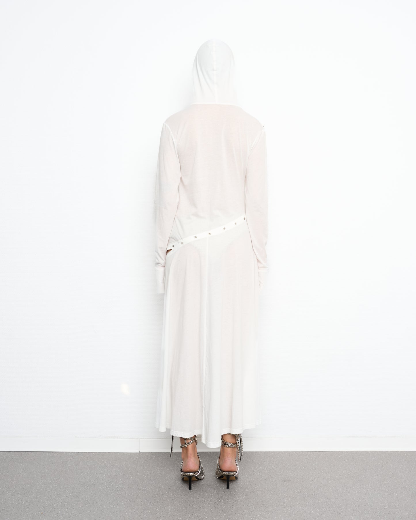 STUD detachable high low dress white