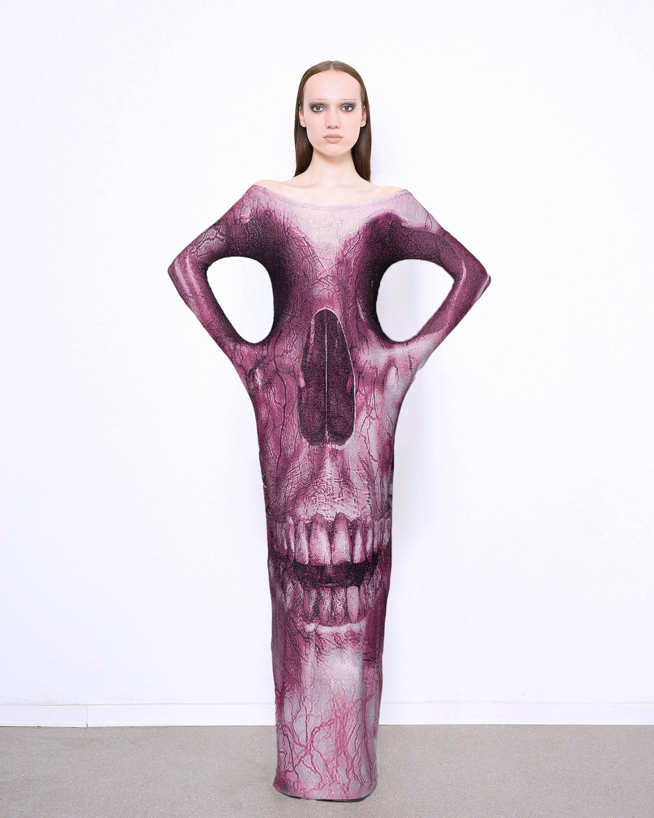 SKULL fine knit straight gown