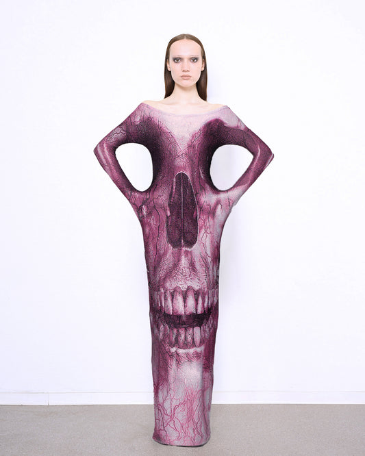 SKULL fine knit straight gown