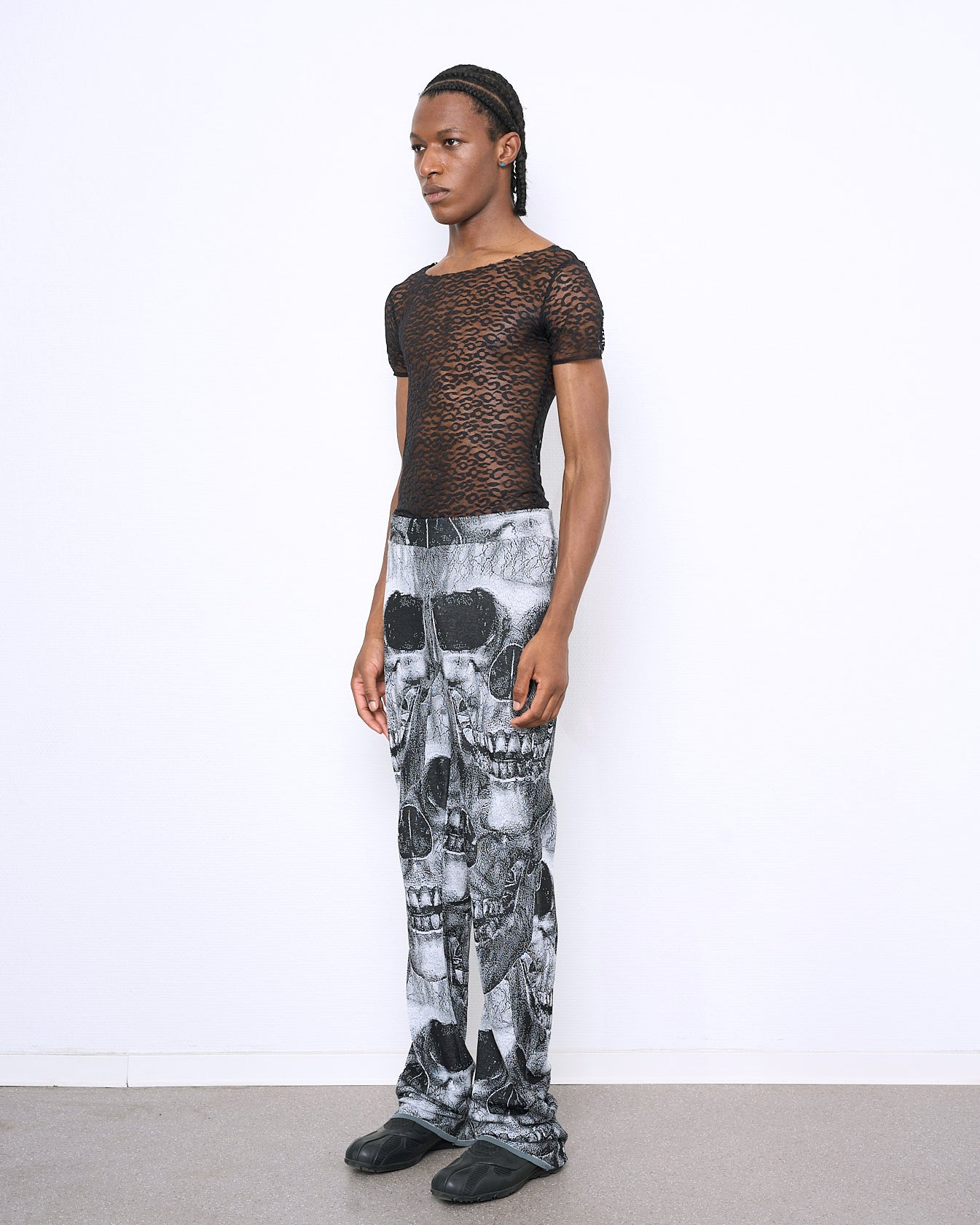SKULL fine knit trousers grey
