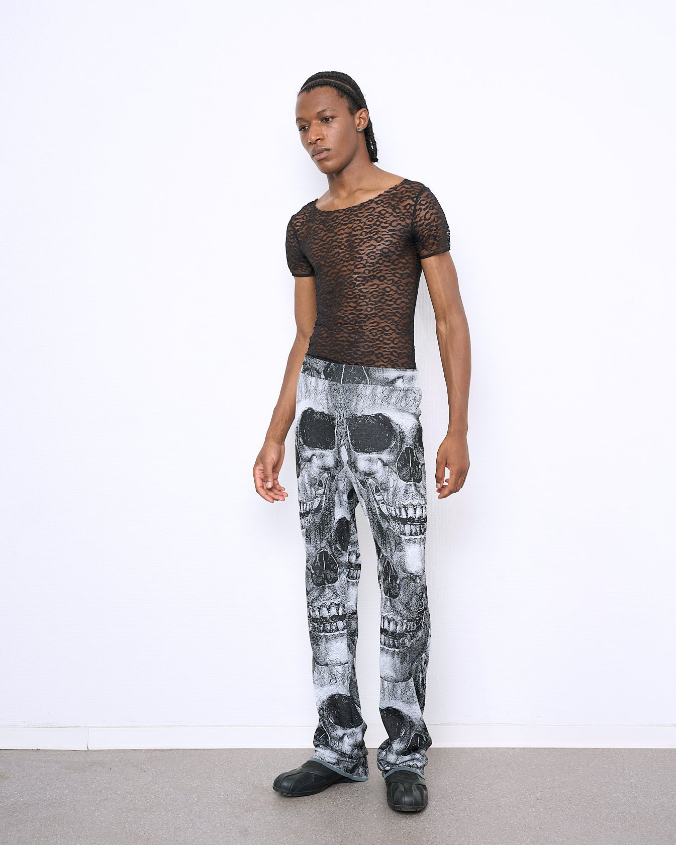SKULL fine knit trousers grey