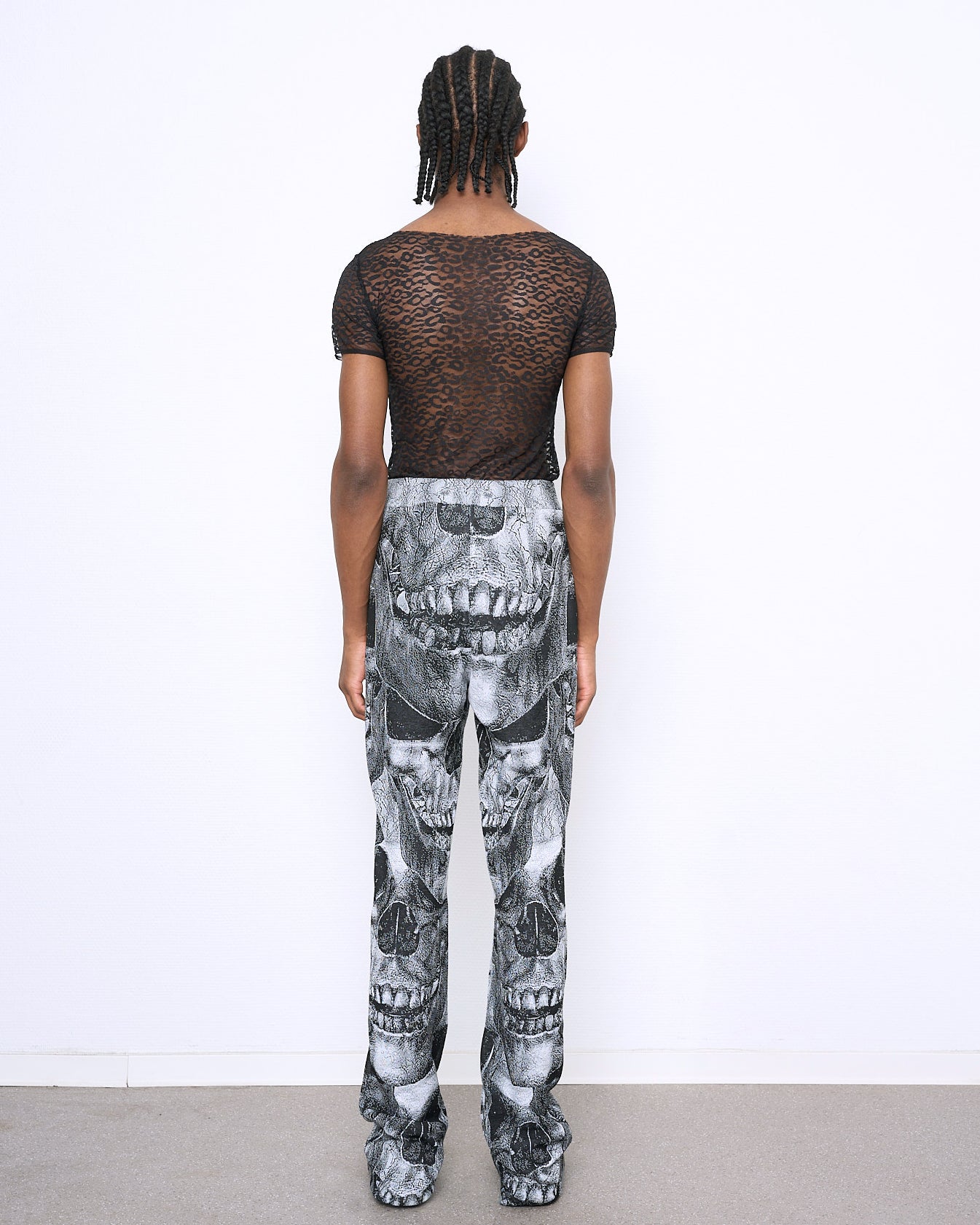 SKULL fine knit trousers grey