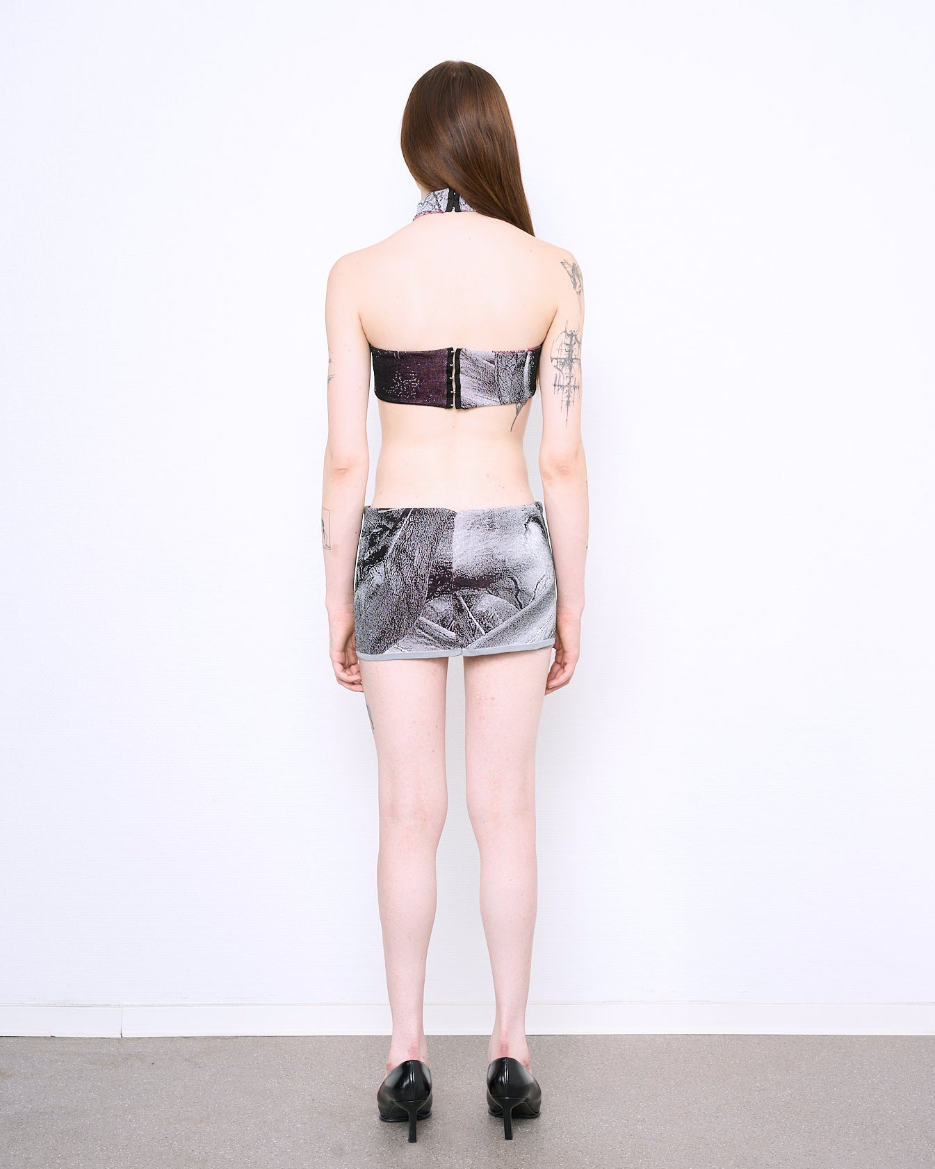 SKULL fine knit reversible cross dress