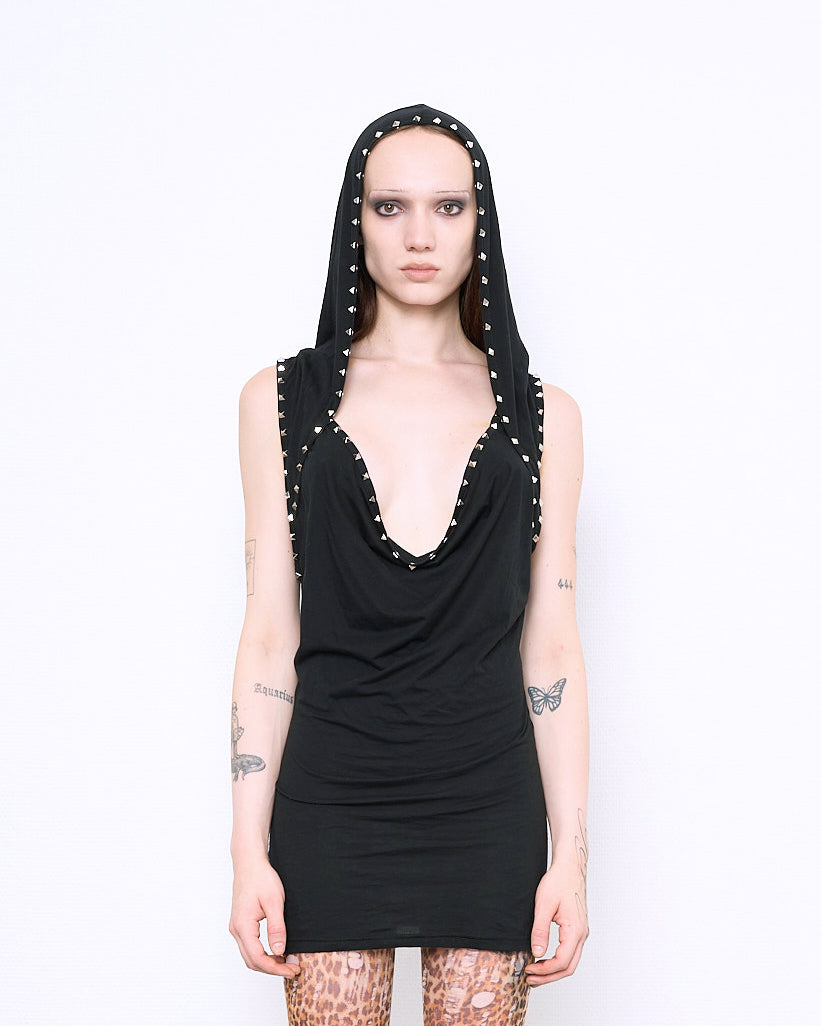 STUD hooded top black