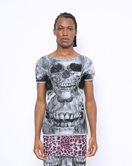 SKULL fine knit t-shirt