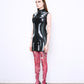 LATEX fine knit mini dress