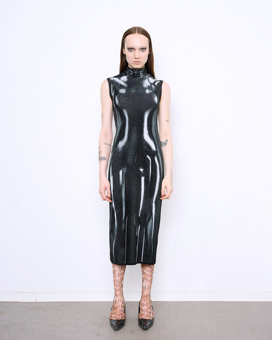 LATEX fine knit dress